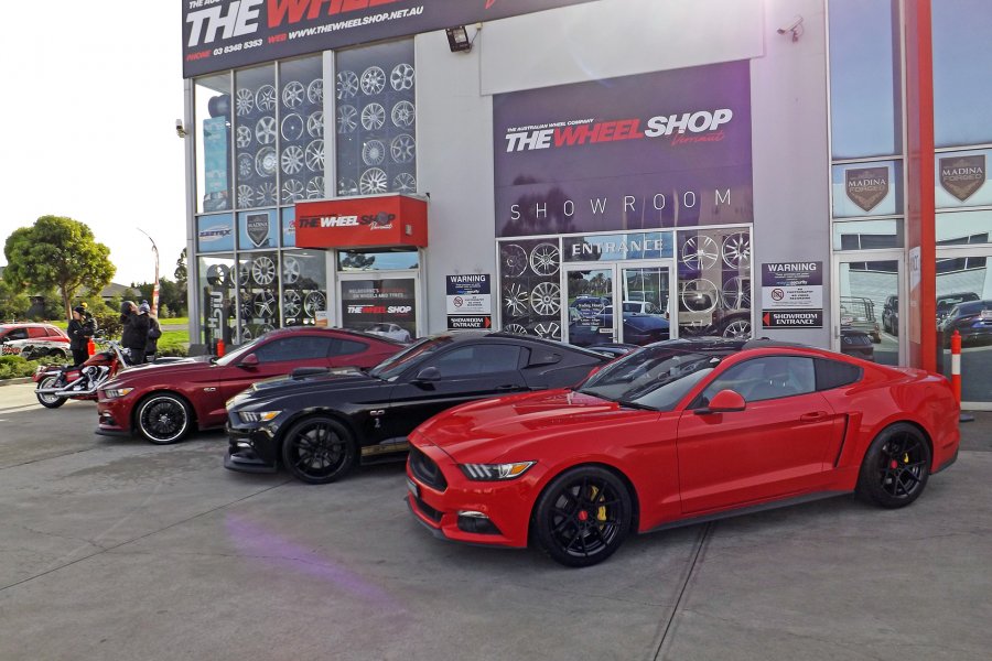 FORD MUSTANGS AT THE WHEEL SHOP |  | FORD